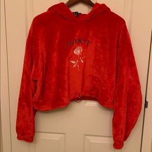 Red Cropped hoodie
